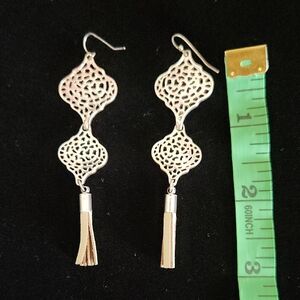 Stella & Dot Silver Filigree Tassel Earrings